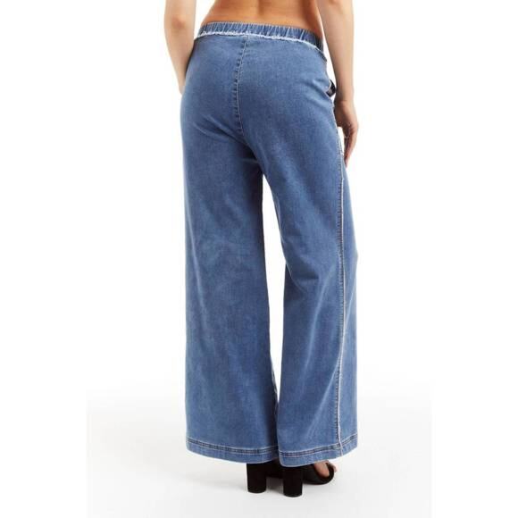 Tractr Soft Tencel Denim Wide Leg Pants Light Indigo Size Medium New - Picture 2 of 11